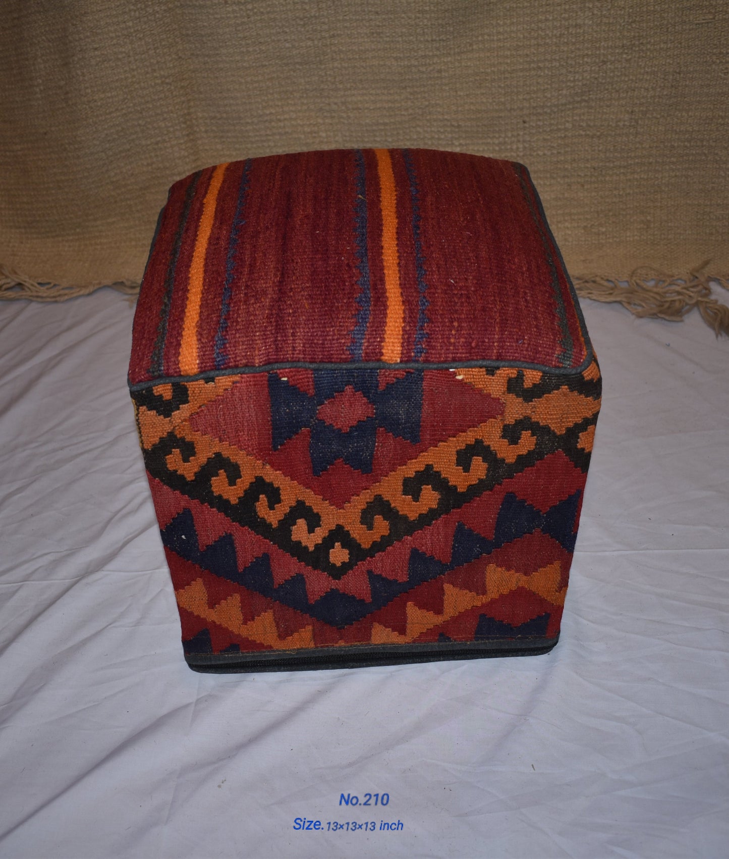 One of a Kind Kilim Rug Pouf Ottoman foot stool - #210