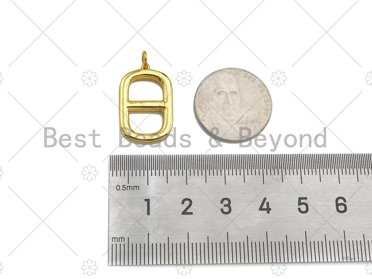 High Polished Can pull Ring Oval Shape Pendant,Dainty Gold/Silver/Rose Gold Charm, Necklace Bracelet Charm Pendant,24x14mm,Sku#Y428