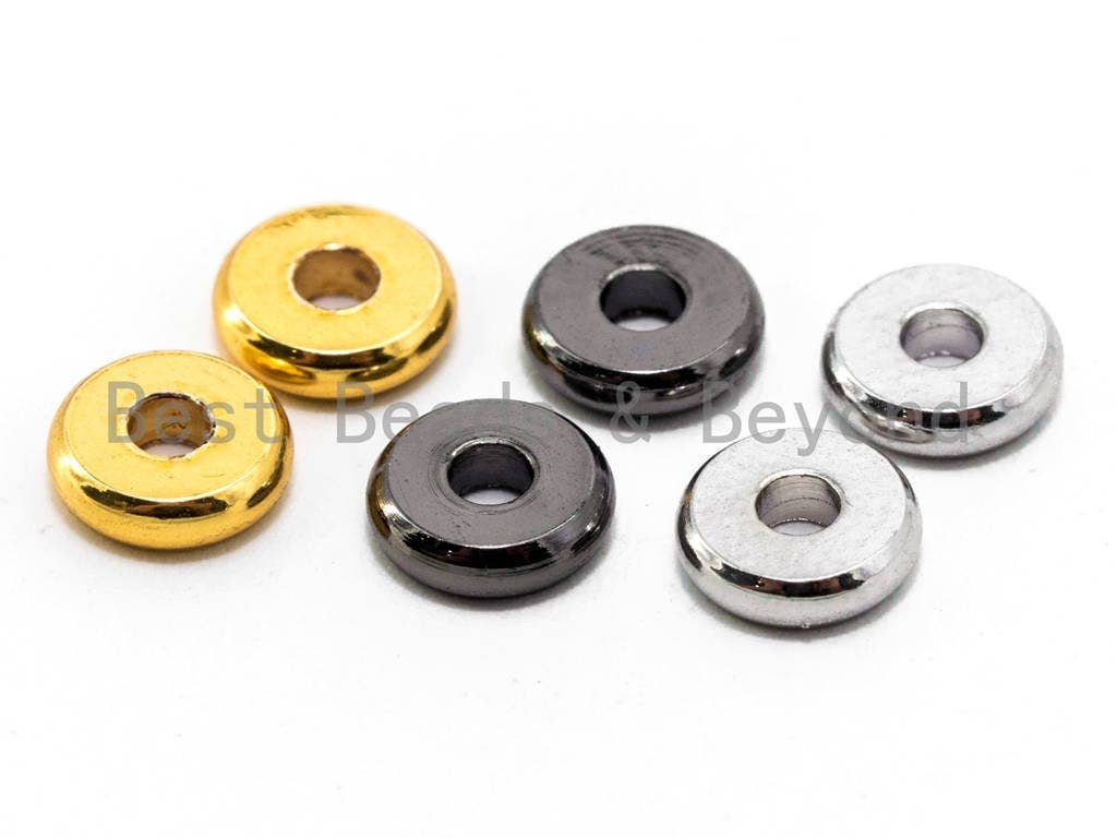 20pcs Rondelle Donuts Space Bead, 6mm/8mm/10mm Brass based, 24K Gold Silver Gunmetal Plated, Smooth finish,High quality, SKU#C53