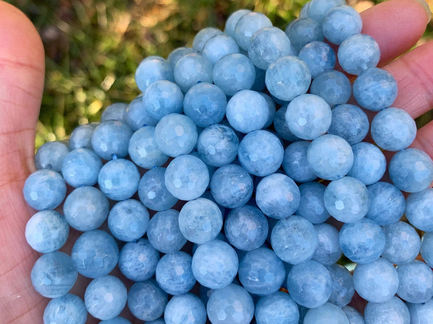High Quality Genuine Aquamarine Faceted Round Beads, SKU#U1213