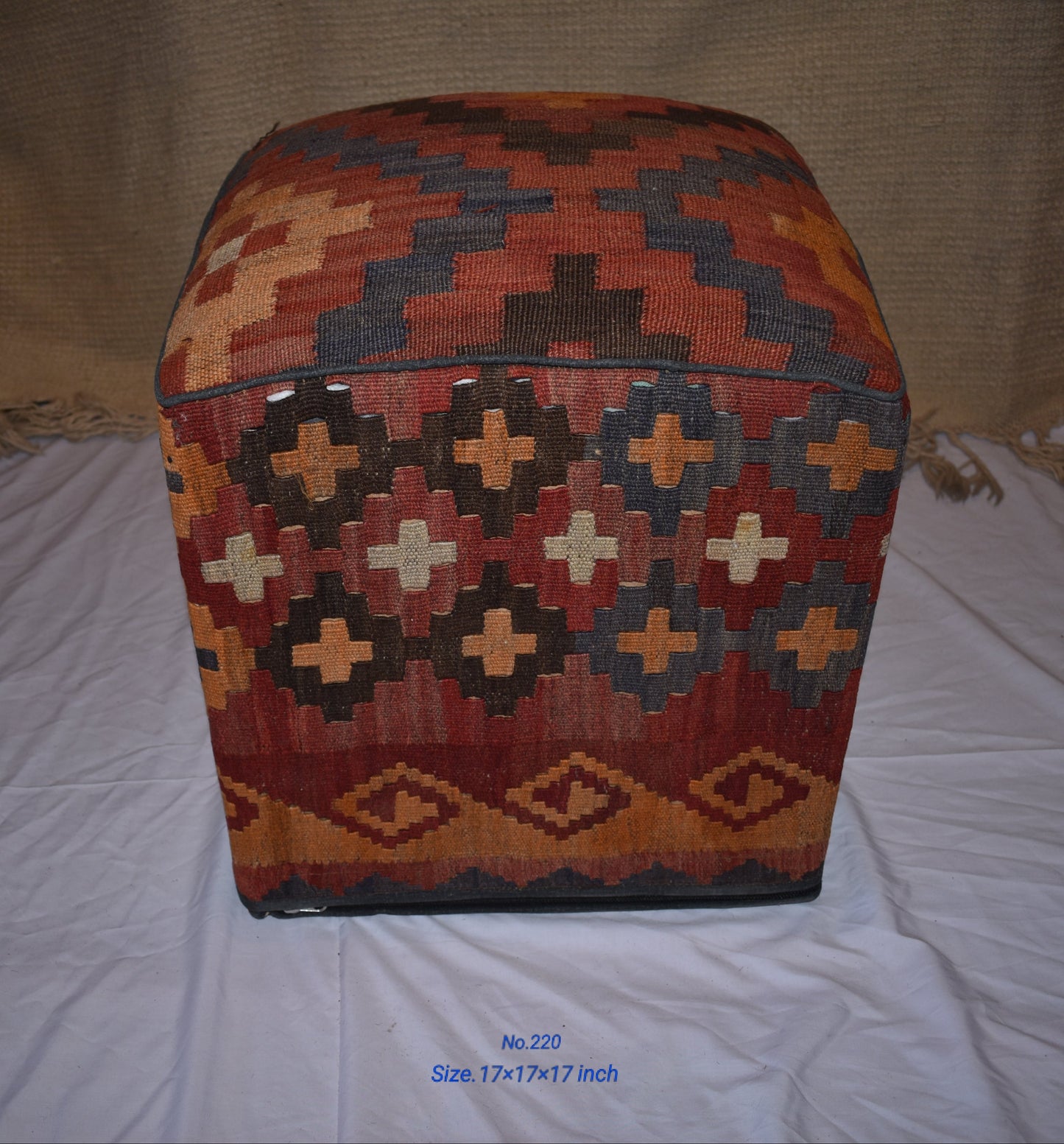 One of a Kind Kilim Rug Pouf Ottoman foot stool - #220