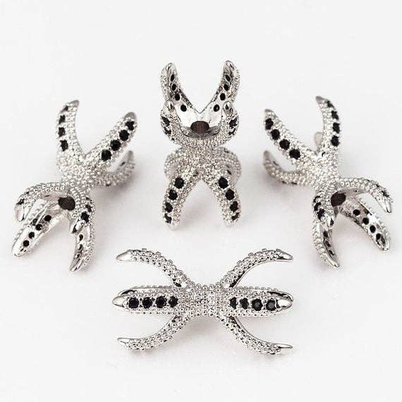 Black CZ Micro Pave Eagle Claw Connector Beads, Game Of Thrones Jewelry, Bracelet Charm, Dragon claw, 10x24mm, sku#G162