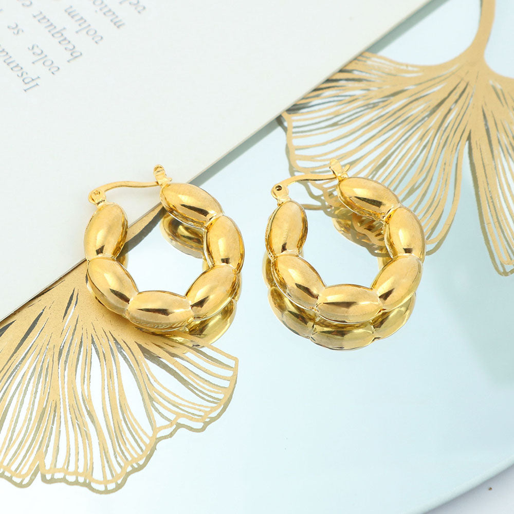 RMZ GOLD NYC 14k Gold Bead Hoop Earrings