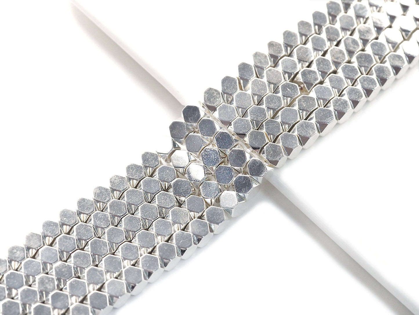 Bright Silver Hematite Cube beads, 4mm/6mm, sku#S148