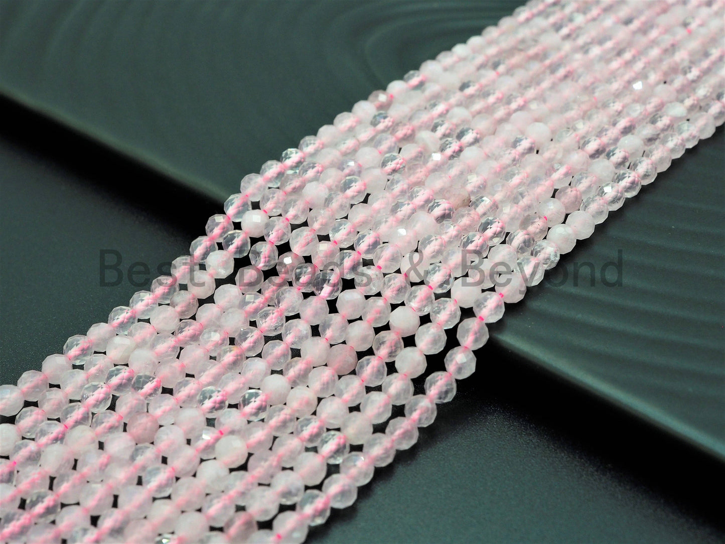 High Quality Natural Faceted Round Rose Quartz beads, 2mm/3mm/4mm Pink Gemstone beads, Sparkly Rose Quartz Beads, 15.5inch strand, SKU#U357