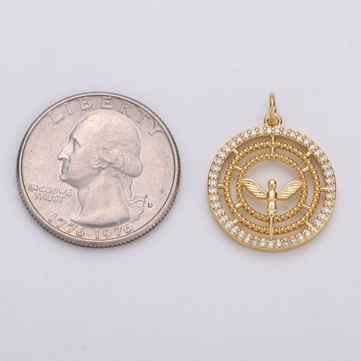 24k Gold Filled Angel Charm Micro Pave Cubic Angel Charm, Blessing Charms Angel Wings CZ Sparkle Gold Charm Dainty Minimalist Jewelry Supply D-641