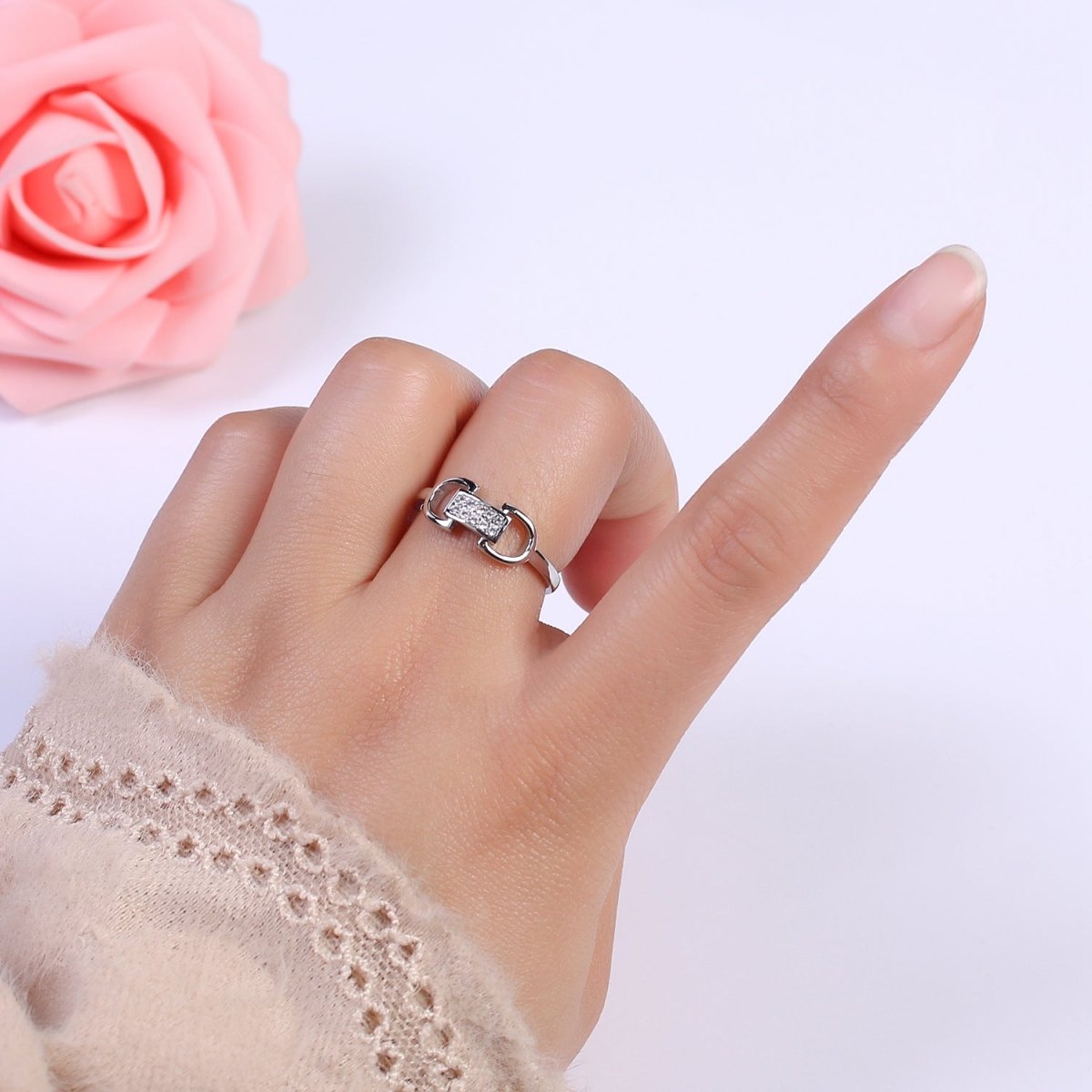 24K Gold Filled Celestial Star Cuff Ring, Micro Pave Crystal Cubic Zirconia CZ Flat Signet Ring in Gold & Silver S-321 S-322