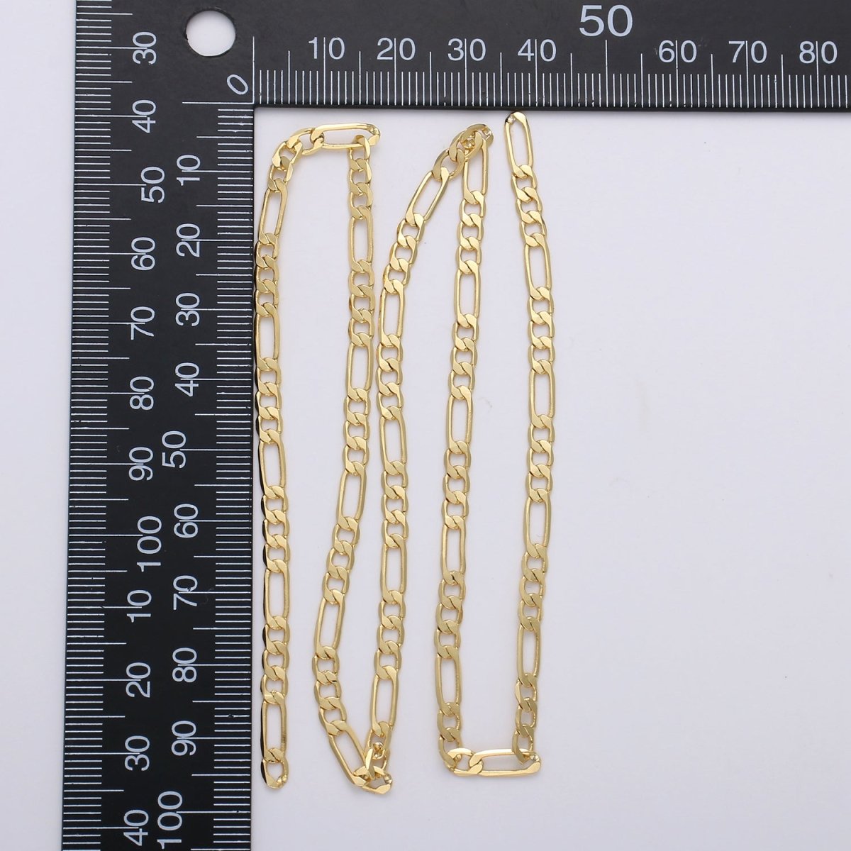 24K Gold Filled Figaro Unfinished Chain, Dainty 3mm Flat Figaro Chain for Men Woman Unisex Layering Necklace Jewelry Making | ROLL-703