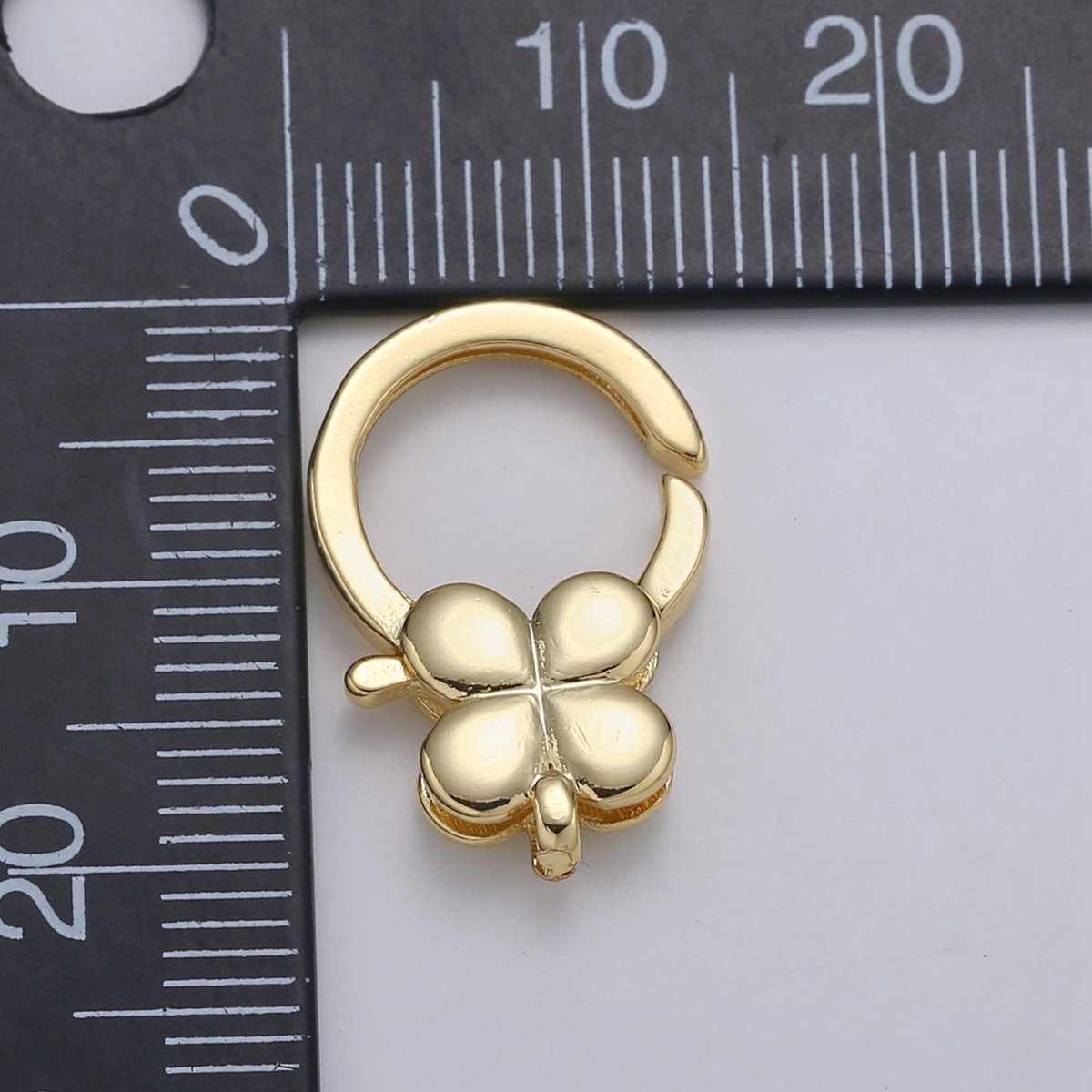 24K Gold Filled Four Clover Lobster Clasp Push Ring Gate Clasp For DIY Jewelry Making L-182