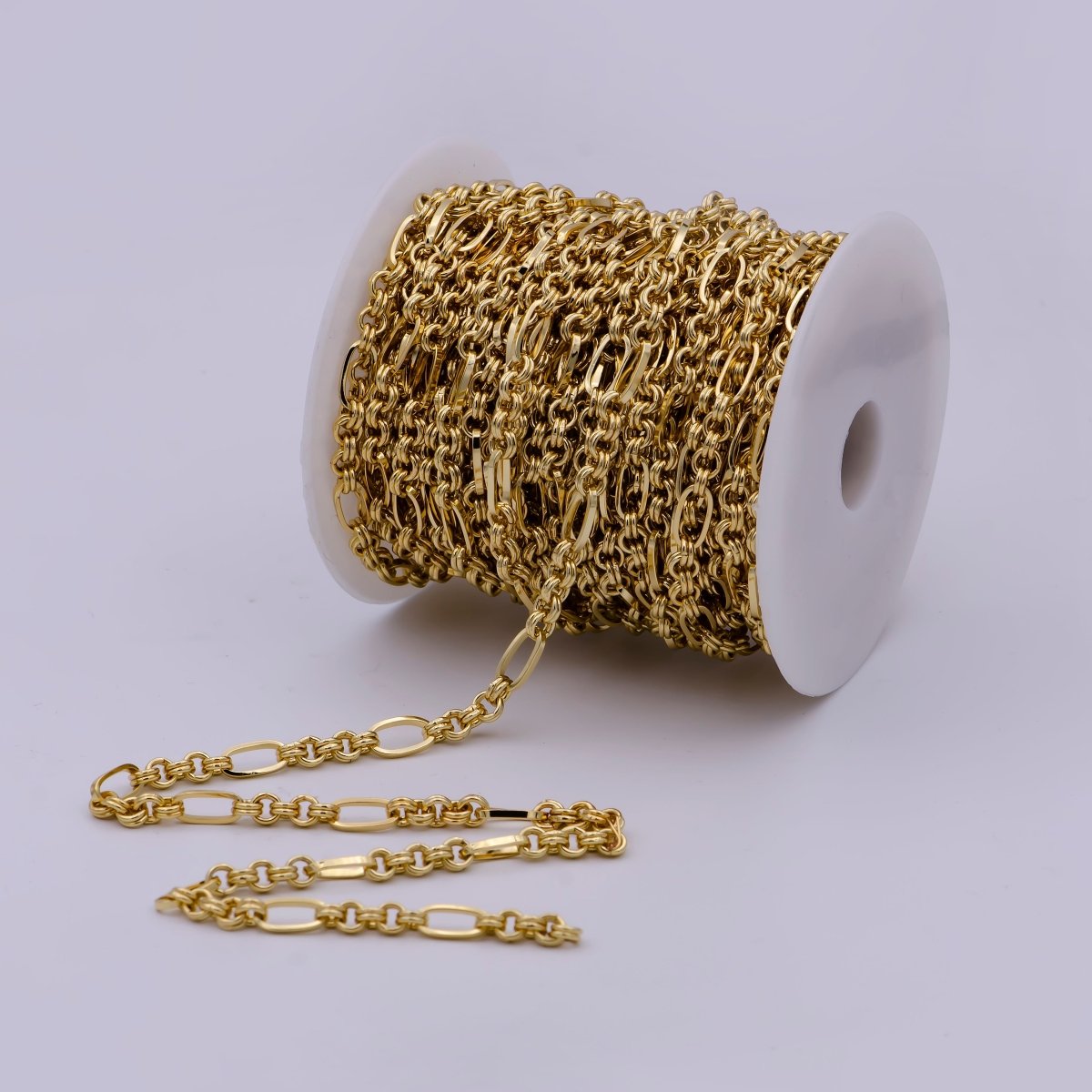 24K Gold Filled Gold Chunky Cable Chain, Double Rolo Link Chain, Unfinished Chain by Yard For Jewelry Making | ROLL-573 Clearance Pricing