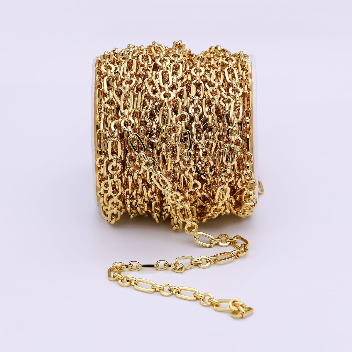 24K Gold Filled Gold Paperclip Long and Short Chain, PaperClip Unfinished Chain by Yard, 12X6.5mm Wholesale Chain For Jewelry Making | ROLL-641