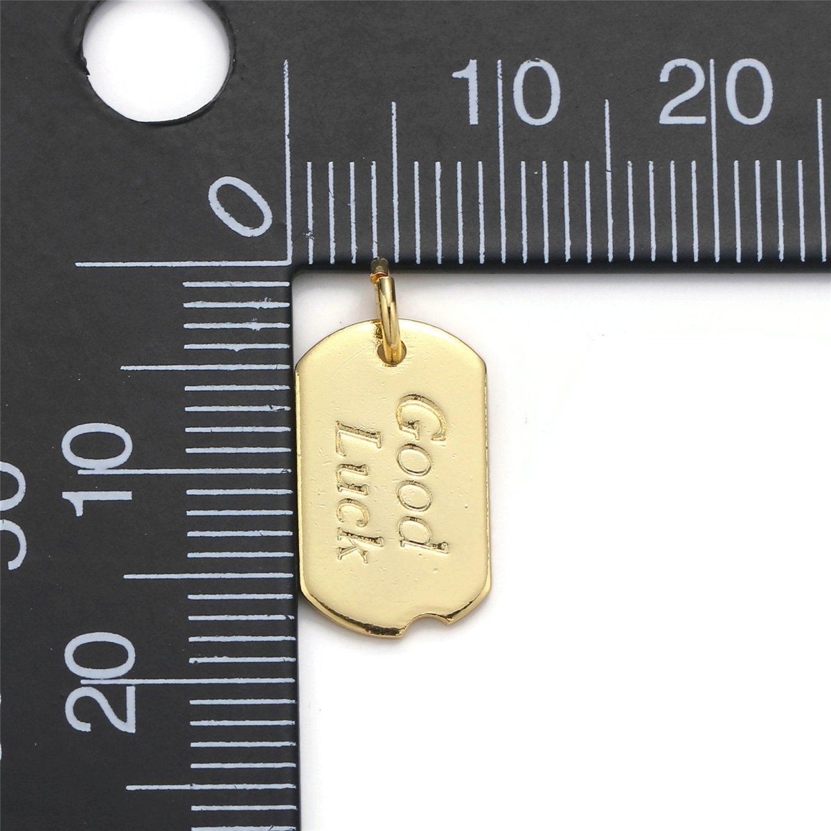 24k Gold Filled Good Luck Charm, Bar Plate Good Luck Pendant Charm, Gold Filled Charm, Gold / Silver Color Option D-045