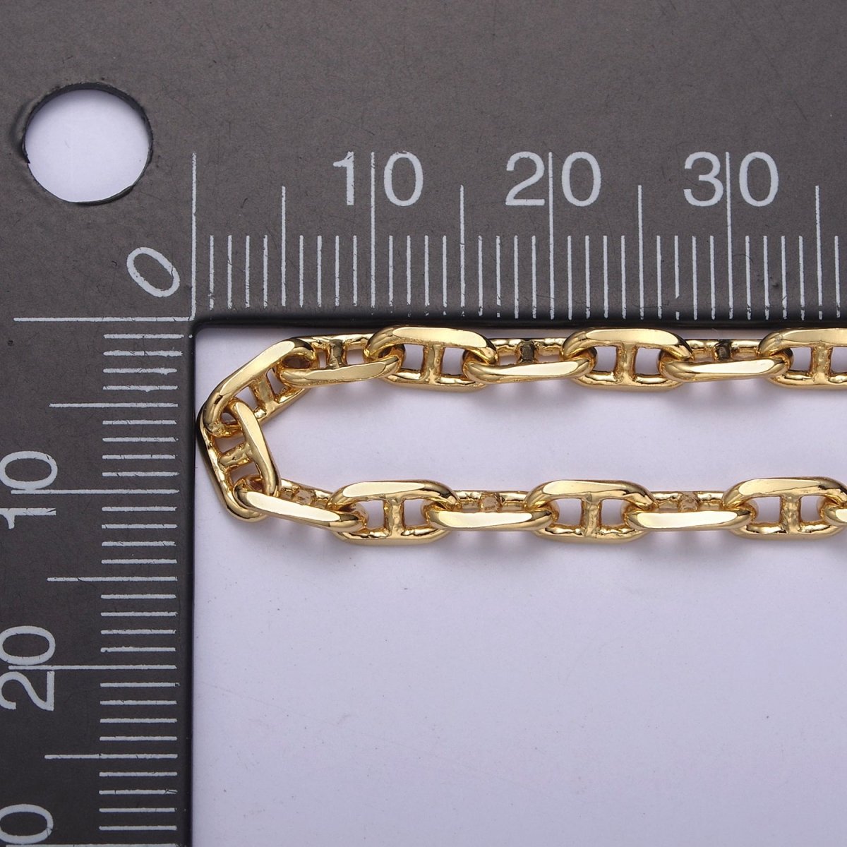 OS 24K Gold Filled Mariner Chain, 3.8mm Width Unfinished Chain For Jewelry Making | ROLL-698 Clearance Pricing