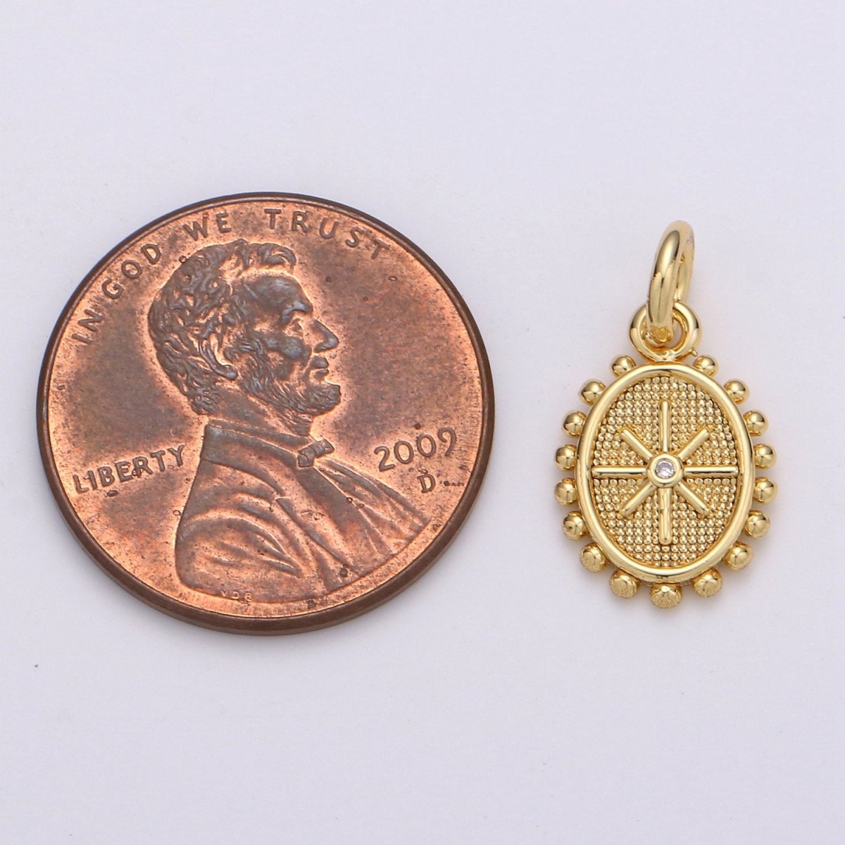 24k Gold Filled Micro Pave CZ Star Pendant Charm, Dainty Oval Pendant Charm, Gold Filled Pendant, For DIY Jewelry D-434