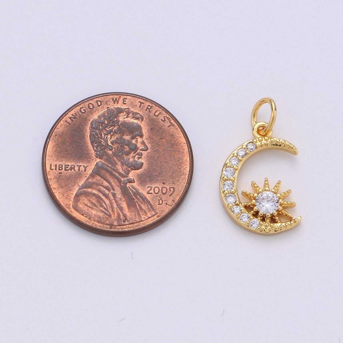24k Gold Filled Micro Pave Moon Charm, Cubic Star Moon Pendant Charm, Gold Filled Charm, For DIY Necklace Bracelet Earring D-236