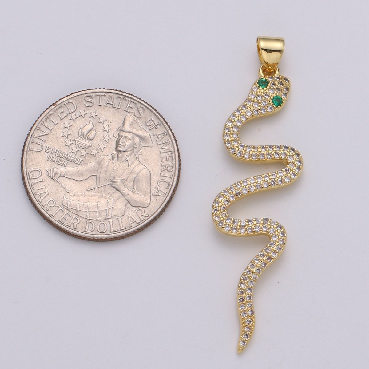 24k Gold Filled Micro Pave Snake Charm, Cubic Zirconia Serpent Pendant Charm, Gold Filled Charm, Snake Pendant For DIY Jewelry I-807