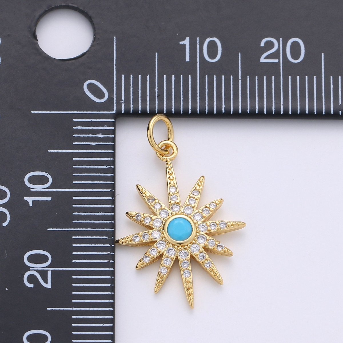 24k Gold Filled Micro Pave Star Charm, Blue North Star Moon Pendant Charm, Gold Filled Charm, For DIY Necklace Bracelet Earring D-246