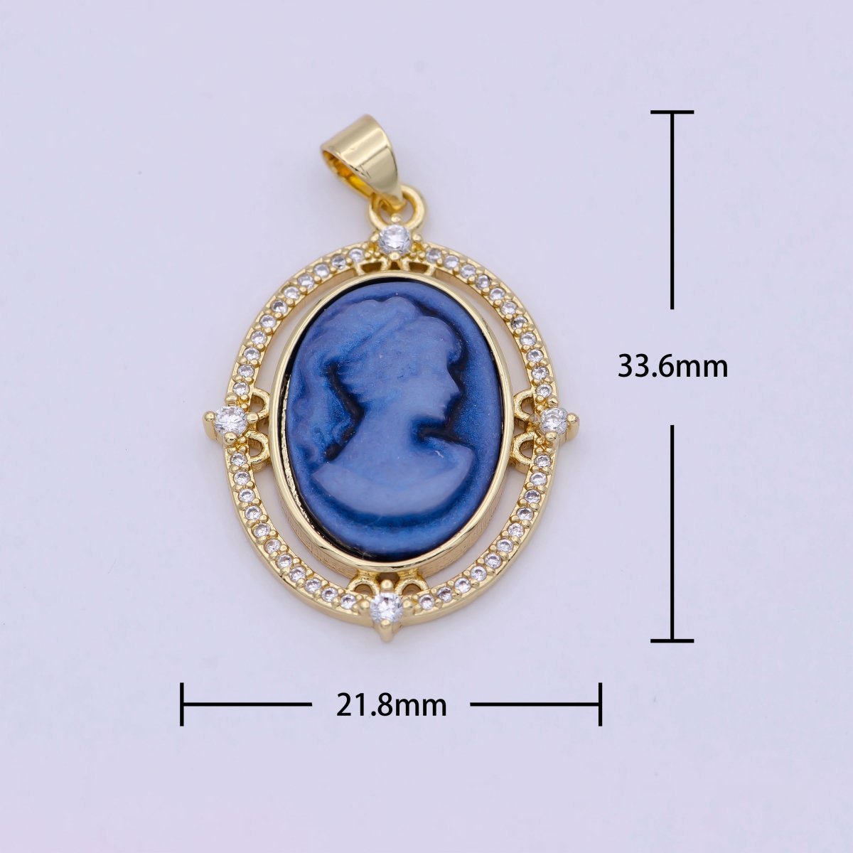 24K Gold Filled Micro Paved CZ Blue Pink Green Agate Women's Portrait Italian Cameo Victorian Vintage Pendant N-616 N-617 N-618
