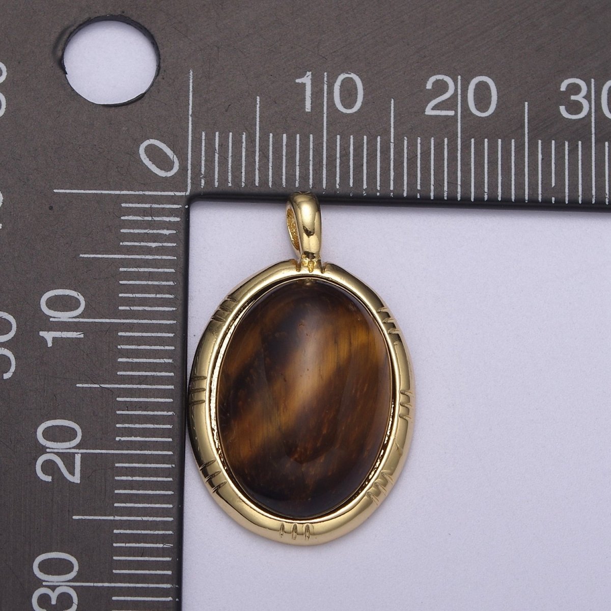 24K Gold Filled Oval Tiger Eye, Dark Green Aventurine, Carnelian Natural Healing Gemstone Pendant H-332 - H-334