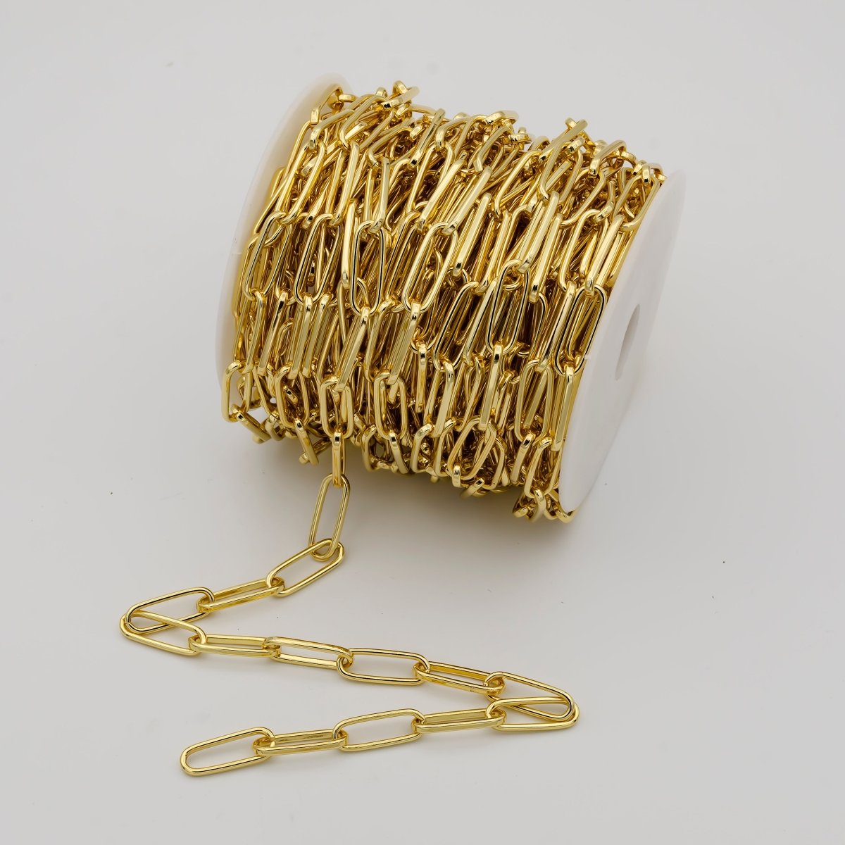 24K Gold Filled PAPERCLIP Chain by Yard, 21X7.5mm Wholesale Unfinished Chain For Jewelry Supply Component | ROLL-628
