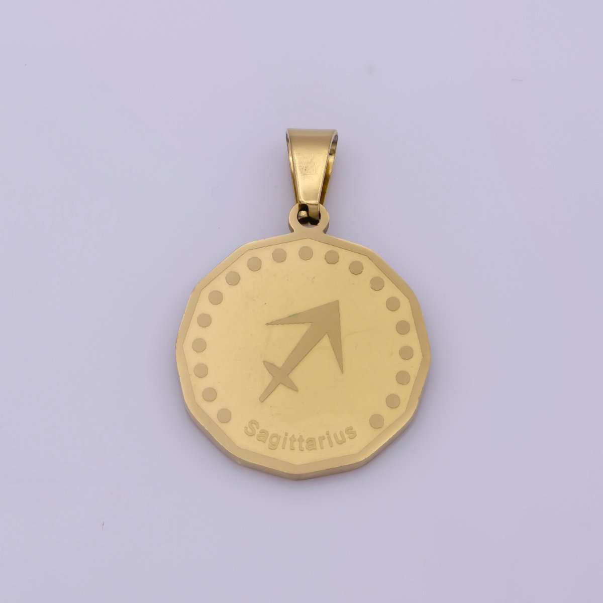 24K Gold Filled Stainless Steel Zodiac Horoscope Sign Gold Medallion Pendant | A-A1851-A-A1856