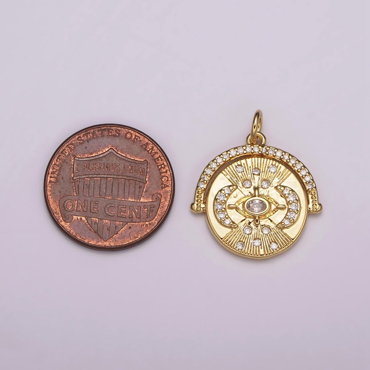 24K Gold Filled Triple Moon Pendant for Goddess Necklace Jewelry Making Micro Pave Medallion Charm N-157