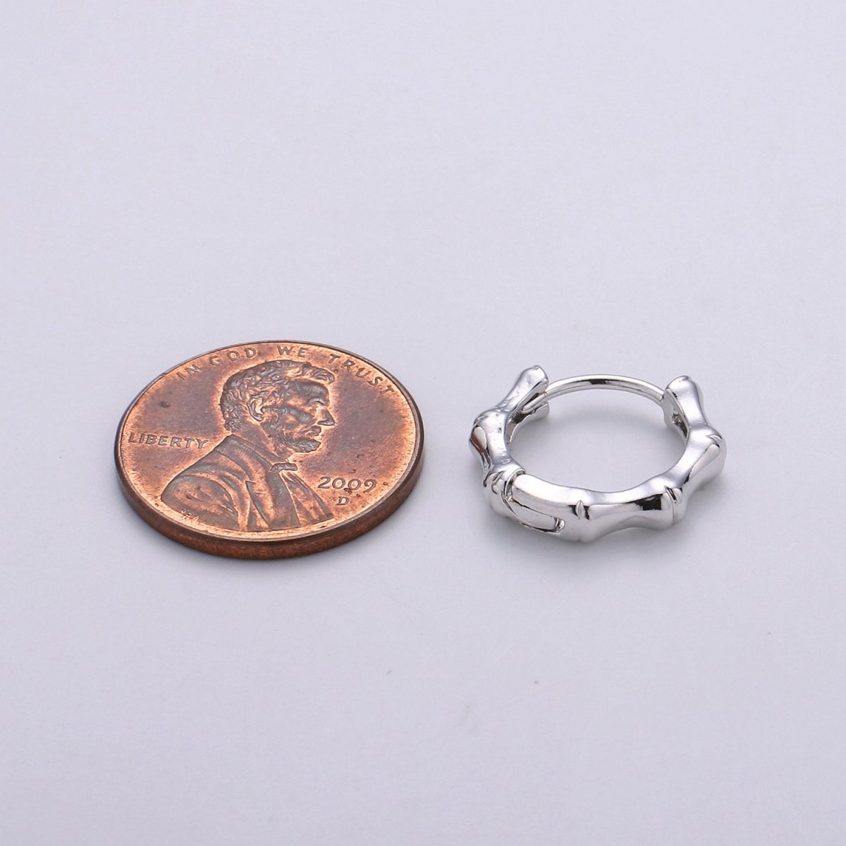 24k Vermeil Gold Earrings, Huggie Earring, Dainty Earrings, Tiny Bamboo Earrings, Everyday Wear Earrings, Rose gold Earring, 15mm Earring K-676 K-677