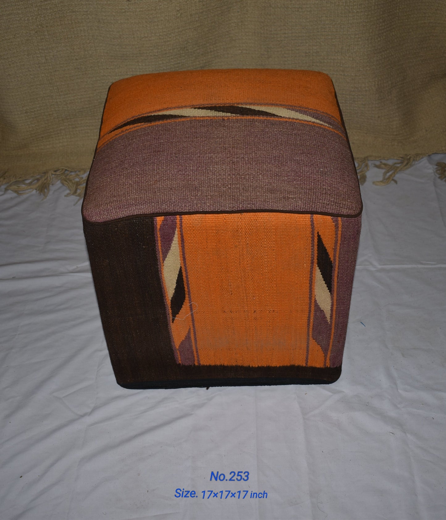 One of a Kind Kilim Rug Pouf Ottoman foot stool - #253