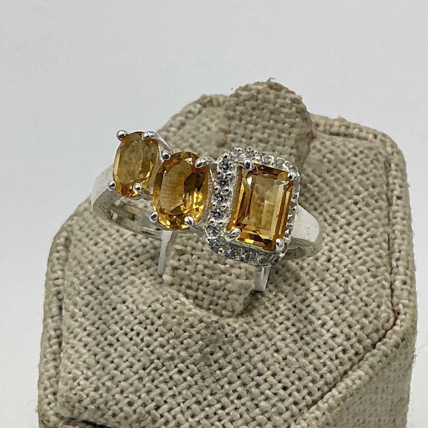 Sterling Silver Multi Stone Citrine Halo Ring – Size 9 – Abundance, Confidence & Manifestation