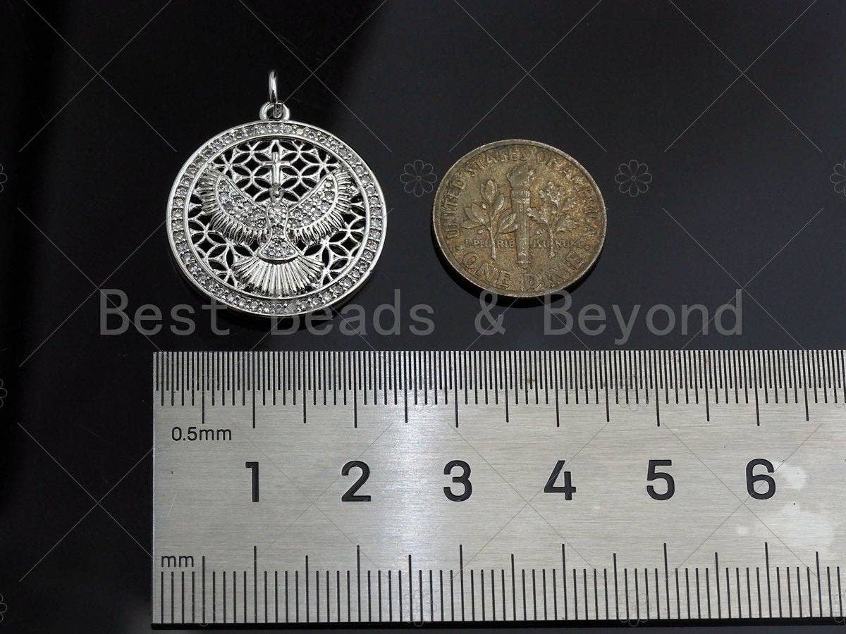 CZ Micro Pave Protection Pendant,Cubic Zirconia Tiercel Eagle Charm,Gold/Silver Tone,22x25mm, Men's Jewerly Findings, sku#L350