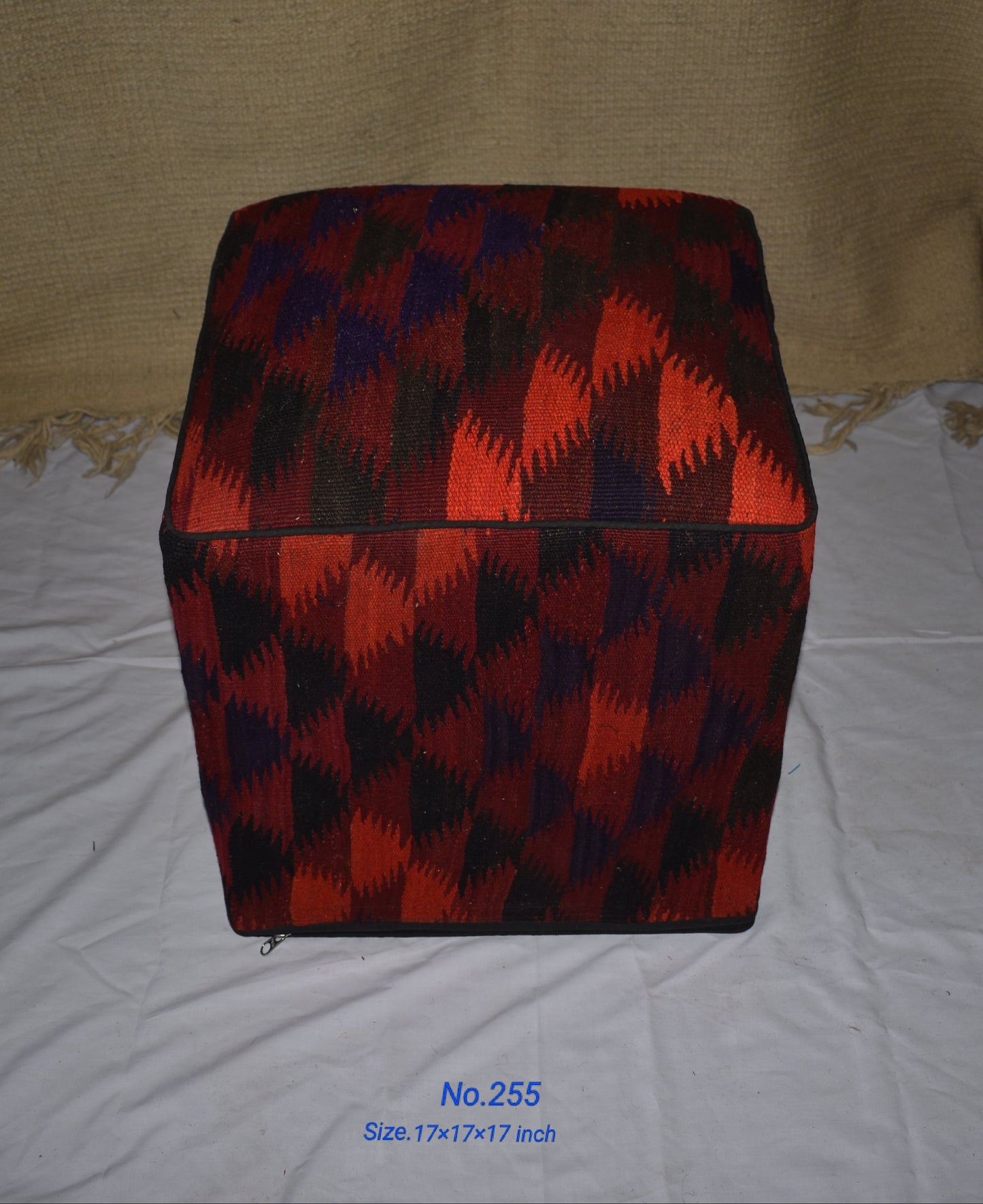 One of a Kind Kilim Rug Pouf Ottoman foot stool - #255