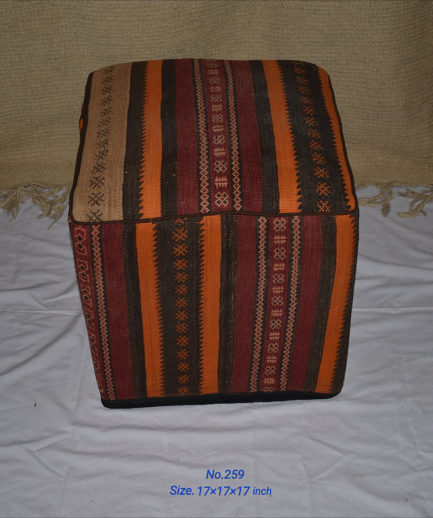 One of a Kind Kilim Rug Pouf Ottoman foot stool - #259