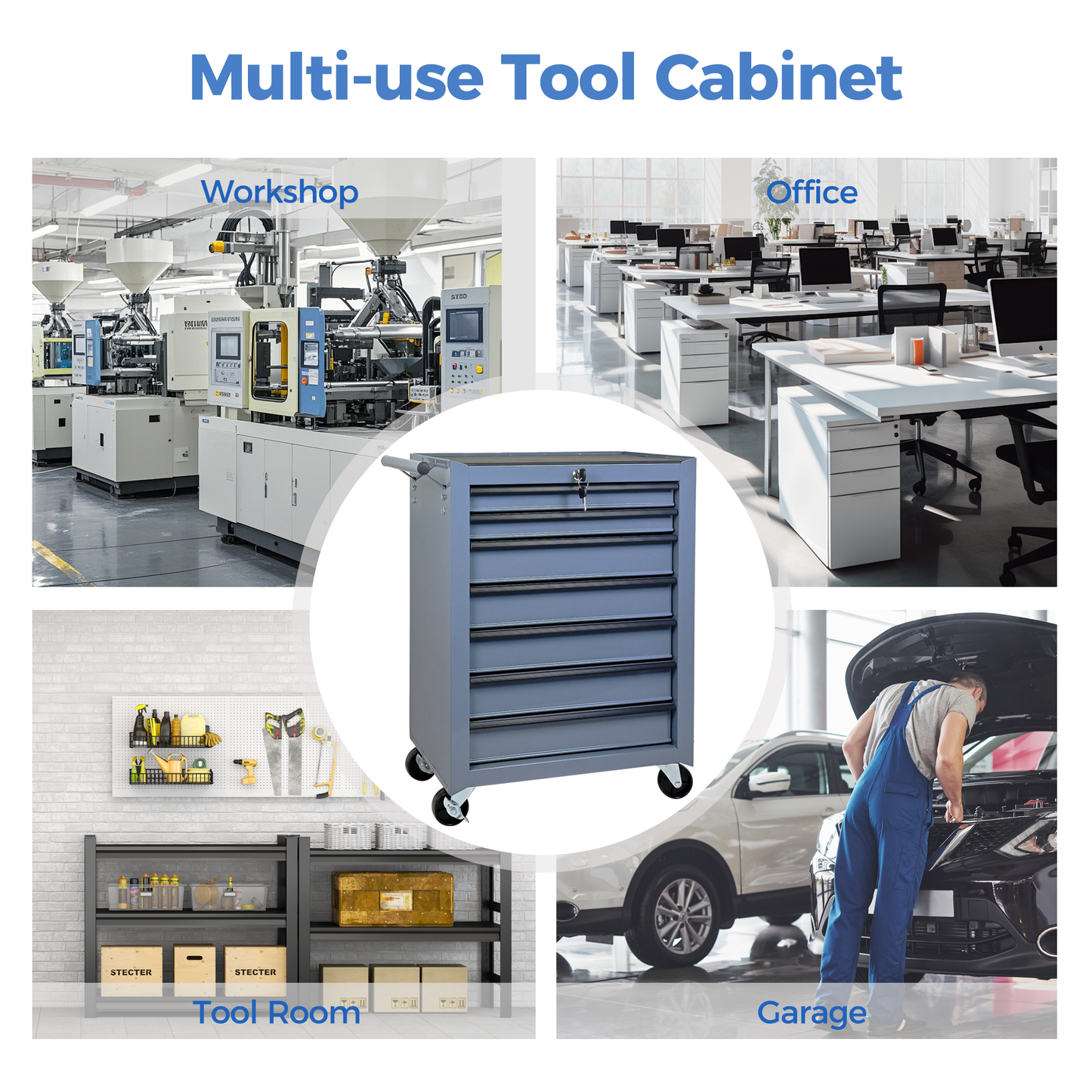 Rolling Metal Tool Chest with 7 Drawers