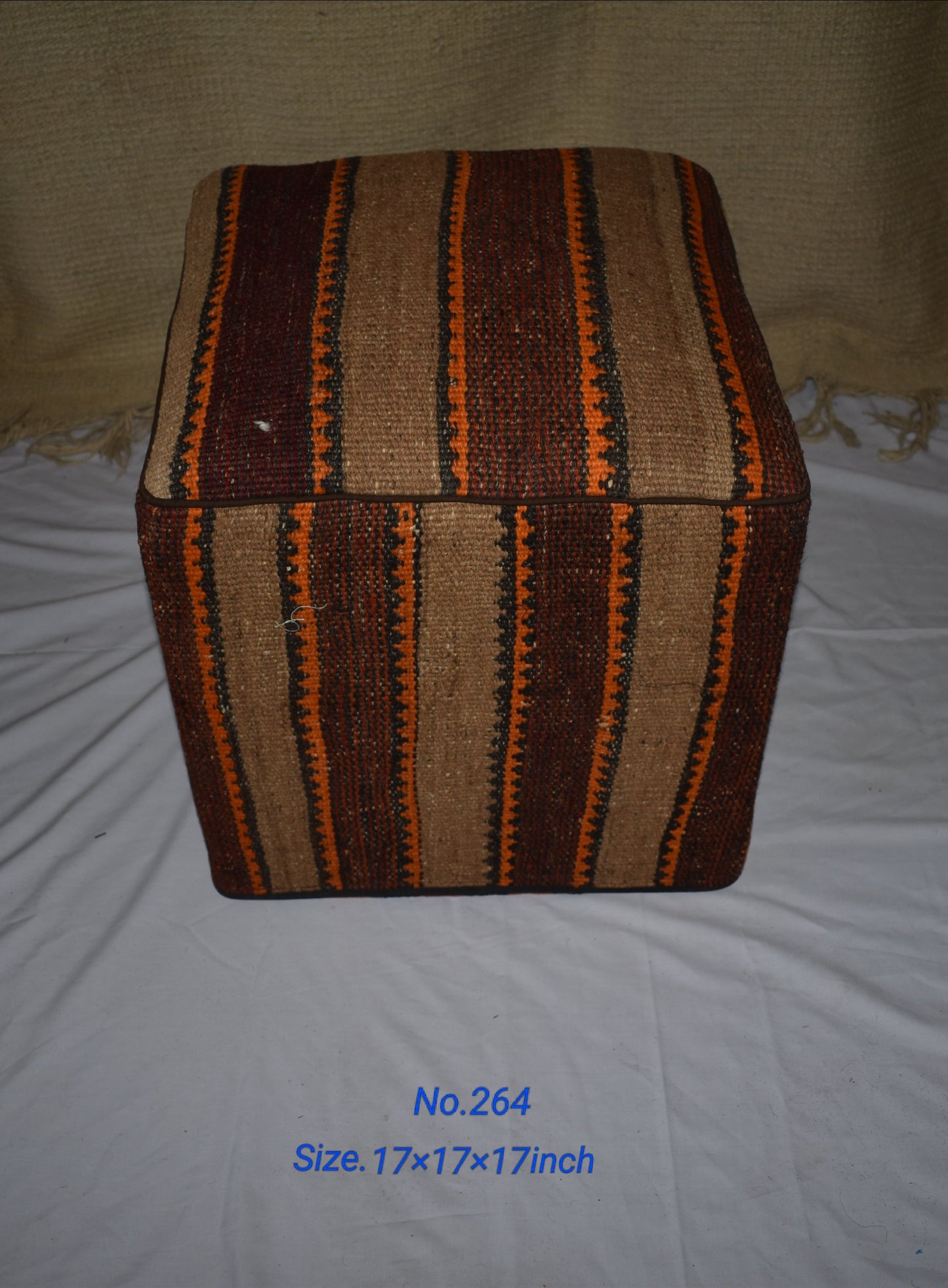 One of a Kind Kilim Rug Pouf Ottoman foot stool - #264