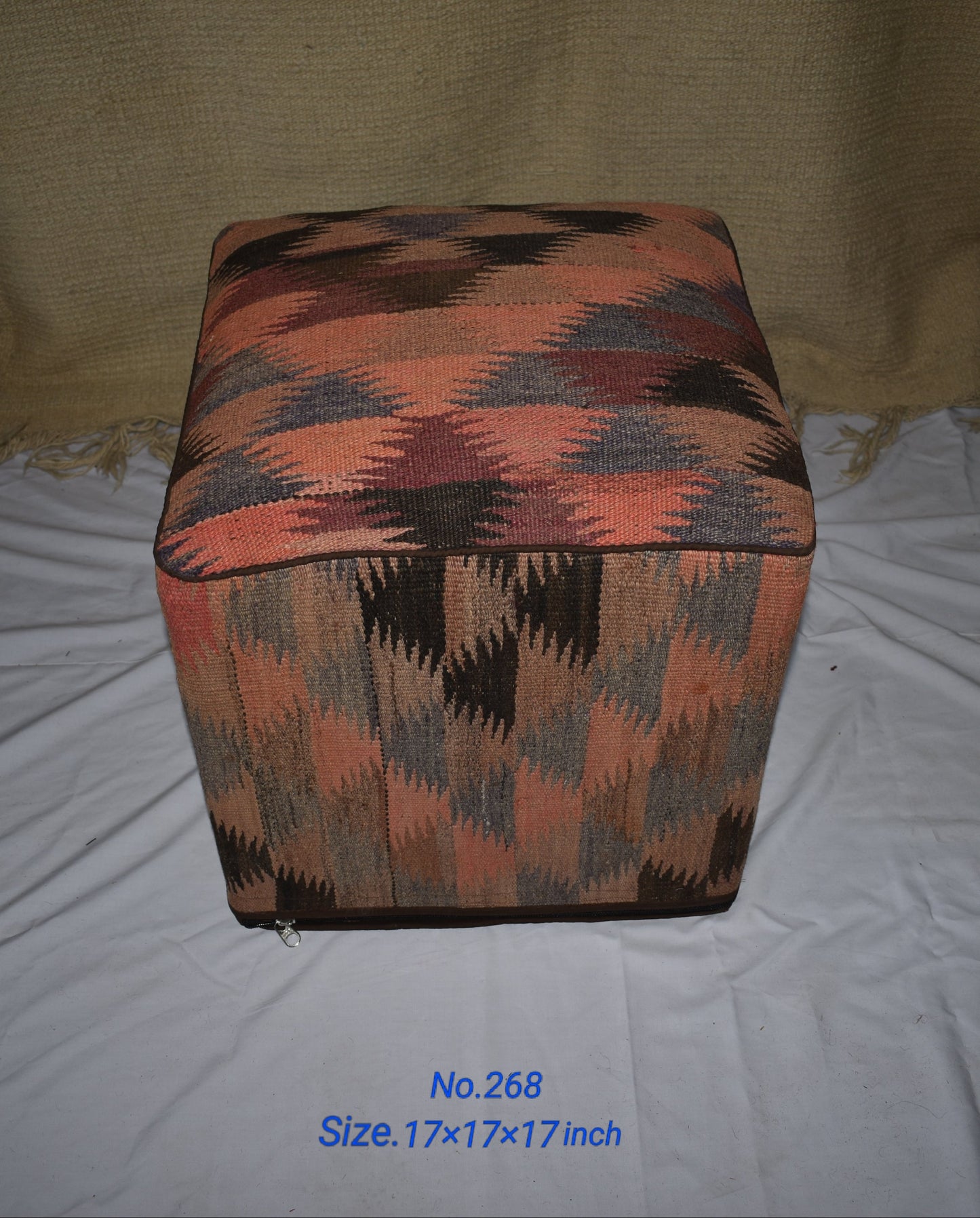 One of a Kind Kilim Rug Pouf Ottoman foot stool - #268