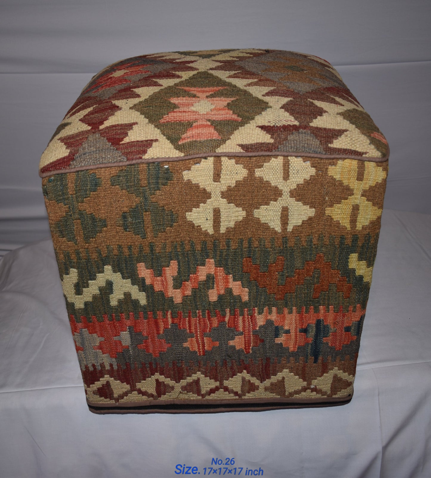 One of a Kind Kilim Rug Pouf Ottoman foot stool - #26