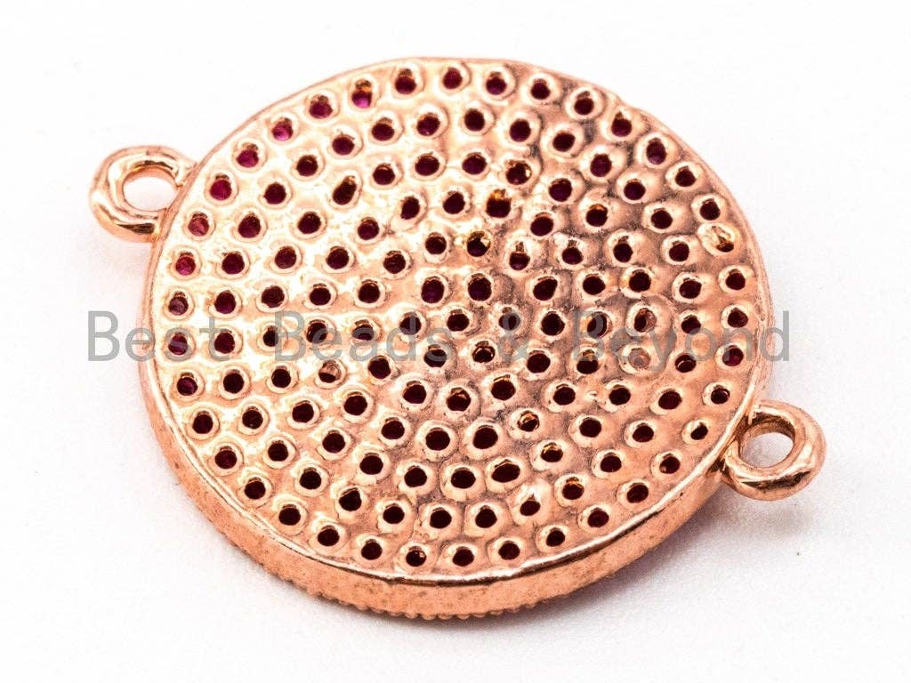 CZ Micro Pave Fuchsia Round Disc Connector,16x19mm, SKU#A45c