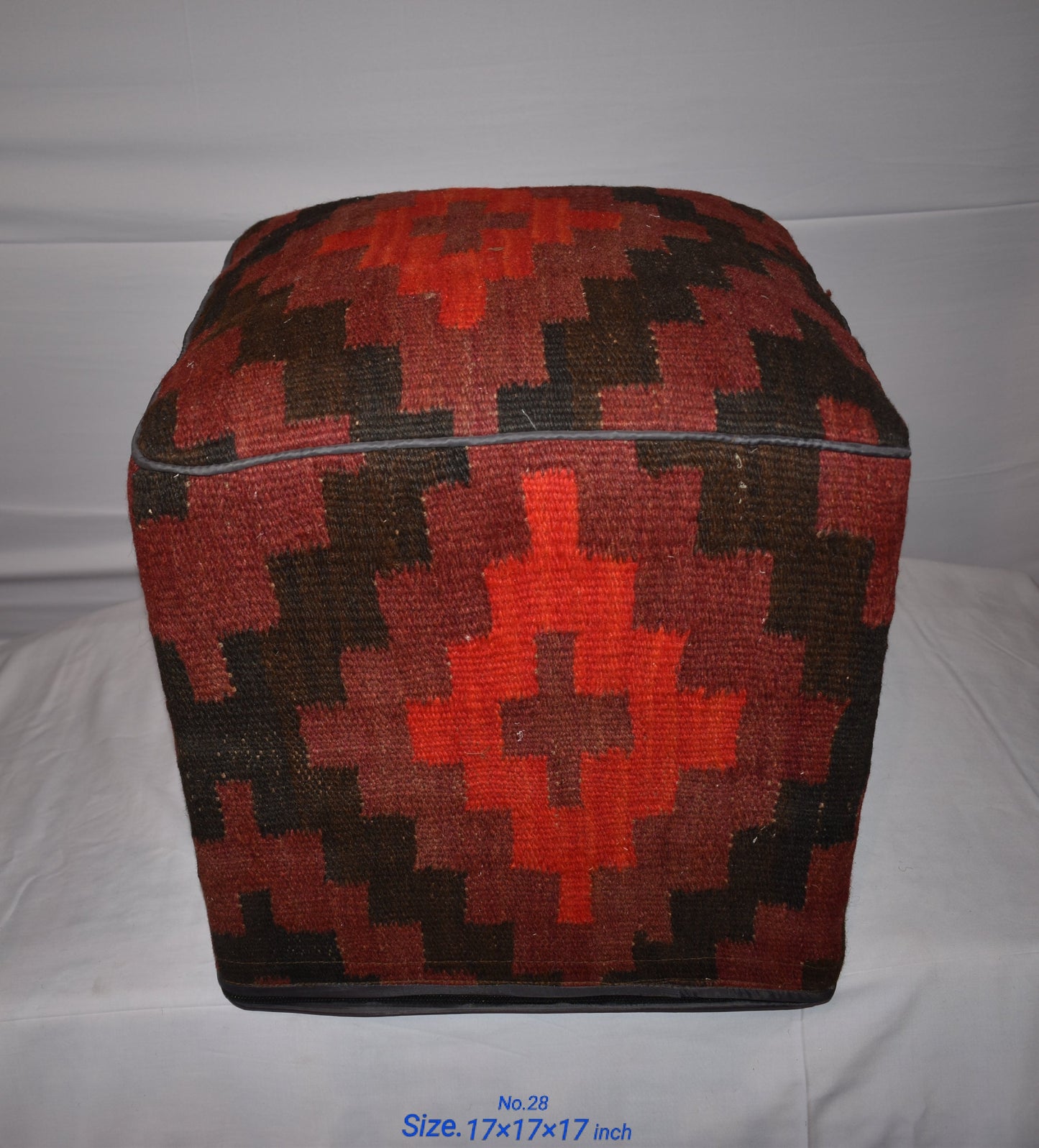 One of a Kind Kilim Rug Pouf Ottoman foot stool - #28