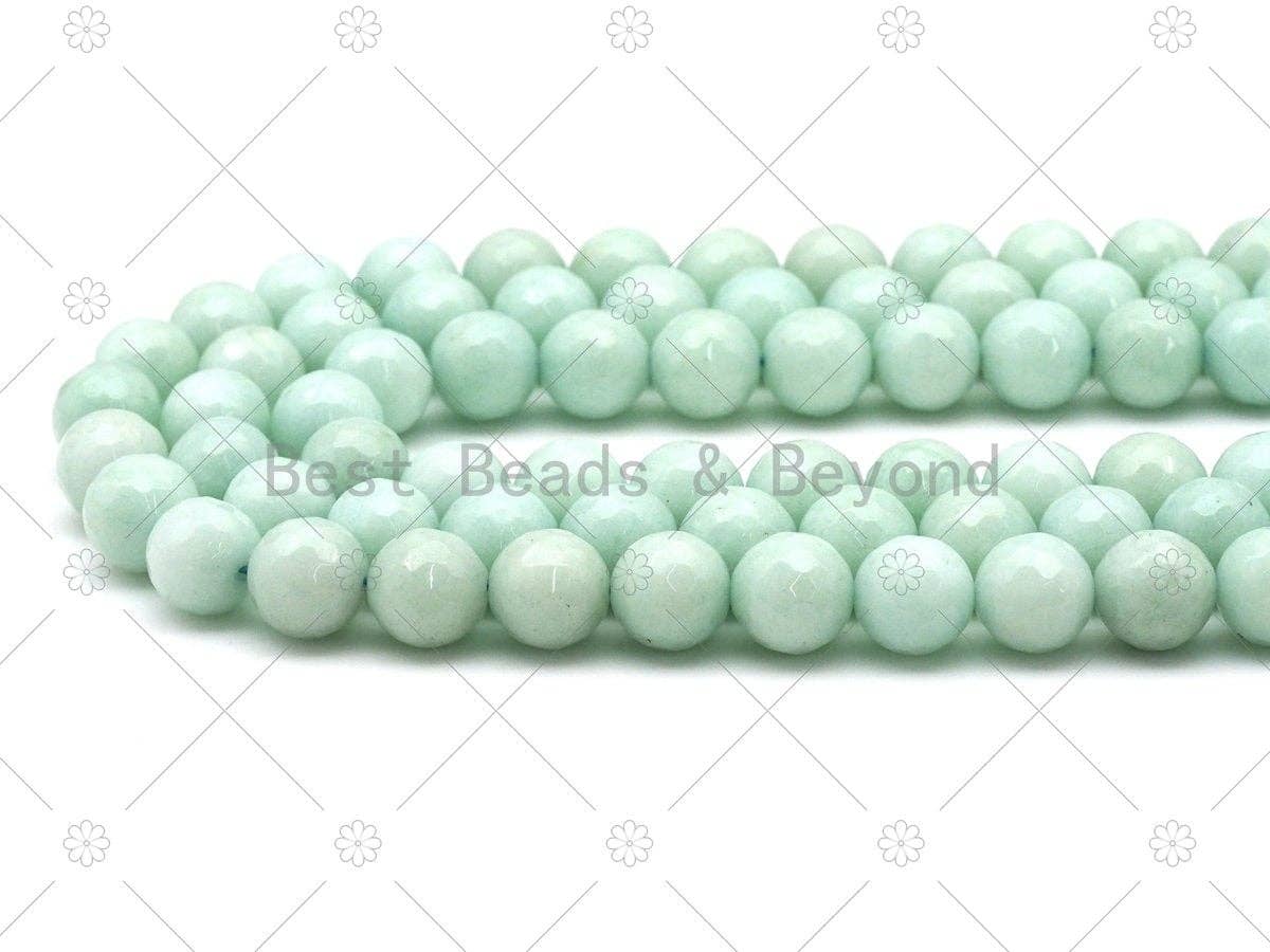 Natural Green Blue Round Faceted Jade Beads, 12mm Round Faceted Jade, Dyed Jade, 15.5'' Full Strand, Sku#U1177