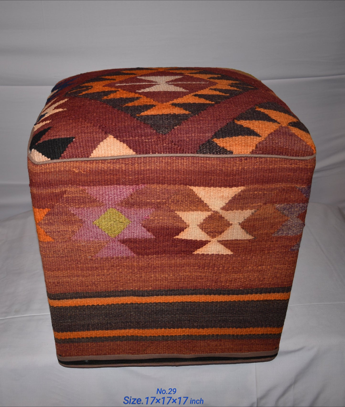 One of a Kind Kilim Rug Pouf Ottoman foot stool - #29