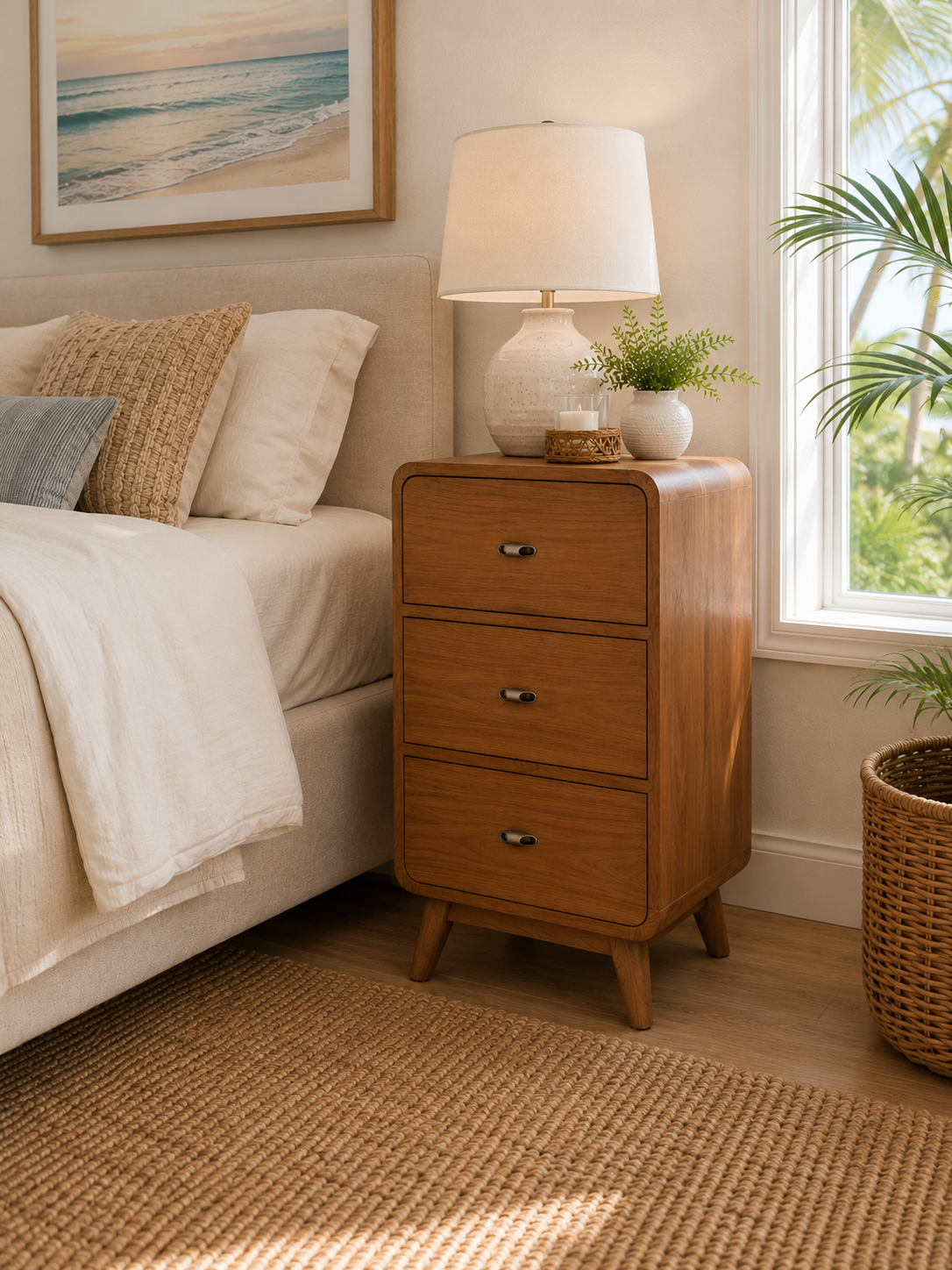 Recycled Teak 3 Drawer Nightstand