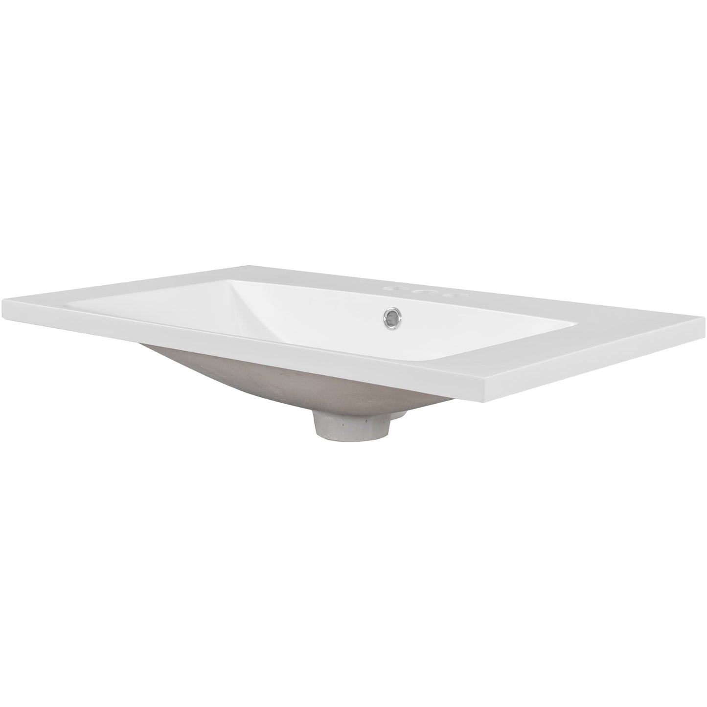 30" Single Bathroom Vanity Top with White Basin 3-Faucet Holes Ceramic White