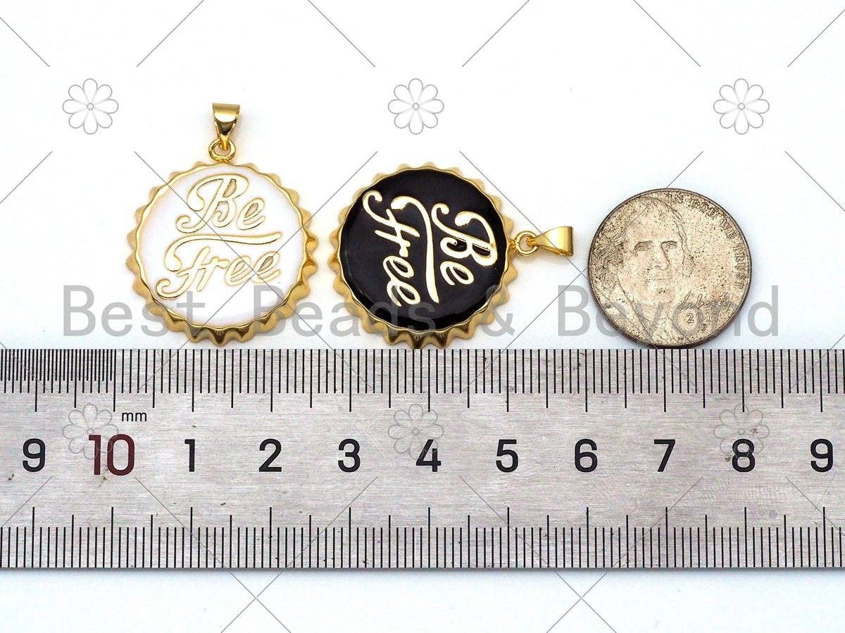 Colorful Enamel Be Free Word On Bottle Cap Pendant,18k Gold