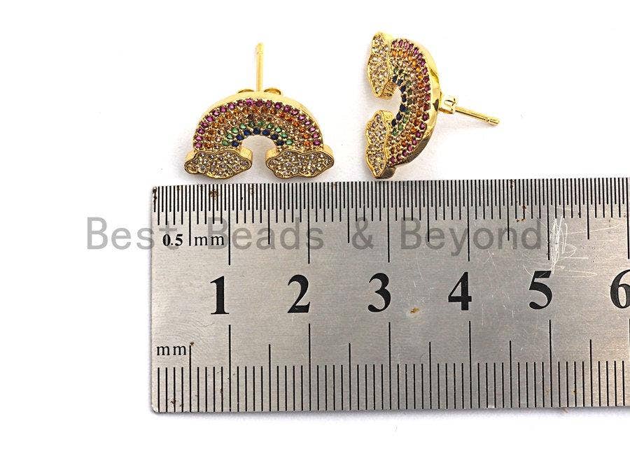 CZ Rainbow With Cloud Stud Earring, Sku#J93