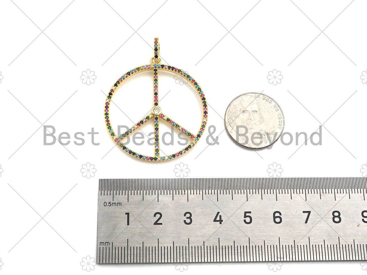 CZ Micro Pave Peace Symbol Pendant/Charm,sku#ML42