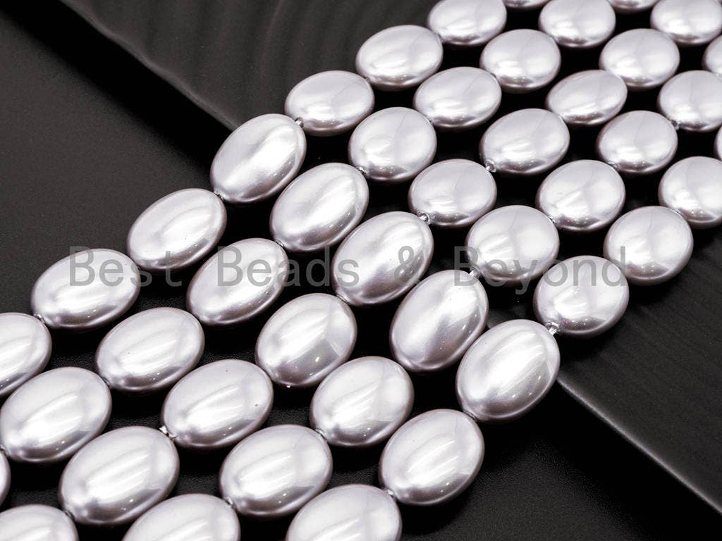 Gray Natural Mother of Pearl Oval beads,13x18x7mm Pearl Oval beads, Loose Flat Oval Smooth Pearl Shell Beads, 16inch strand, SKU#T68