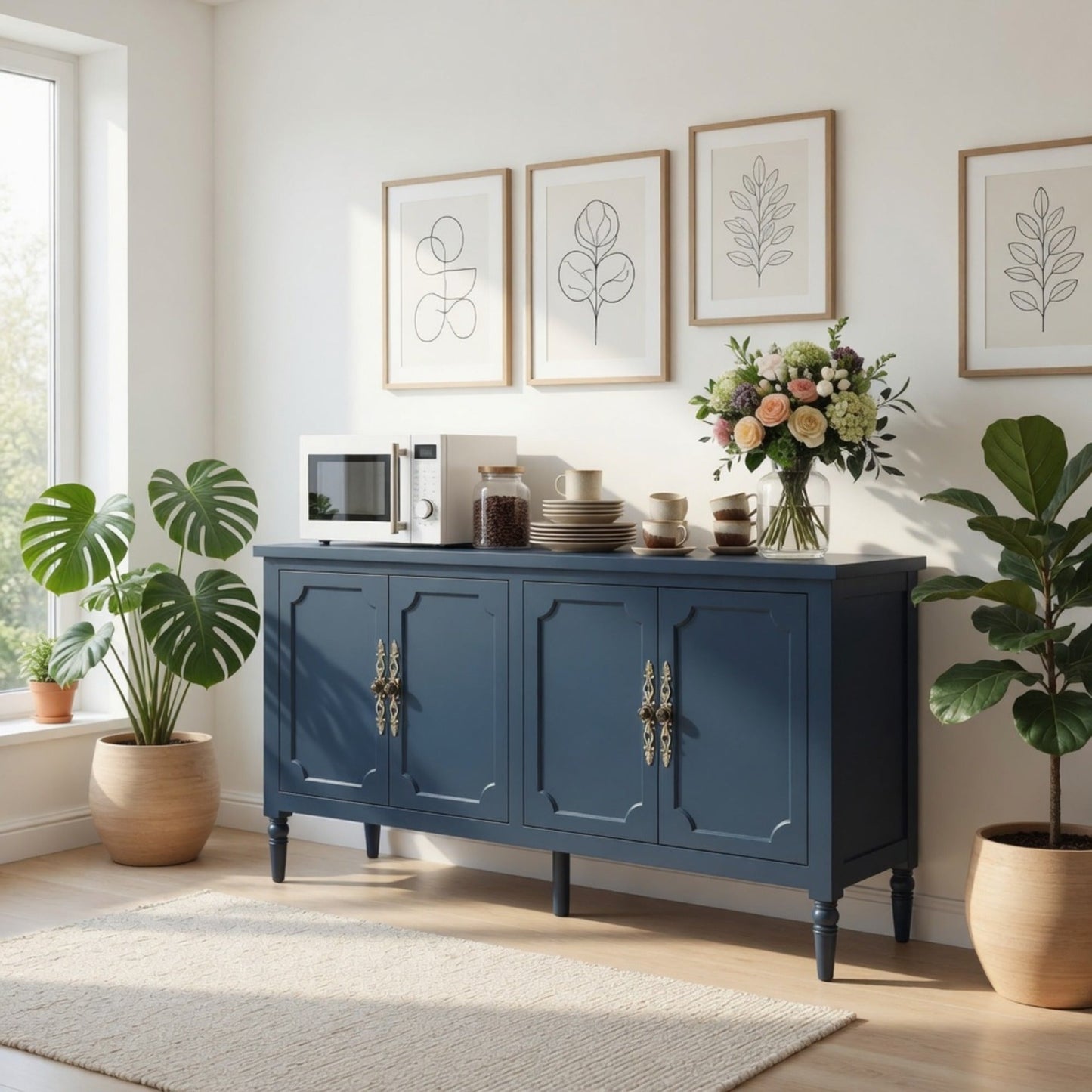 58.9" Blue Buffet Cabinet