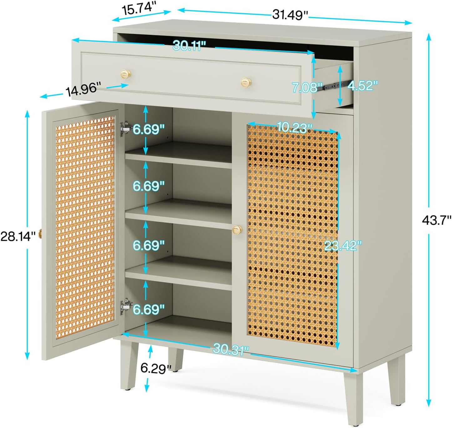 31.49” Mint Green Shoe Cabinet