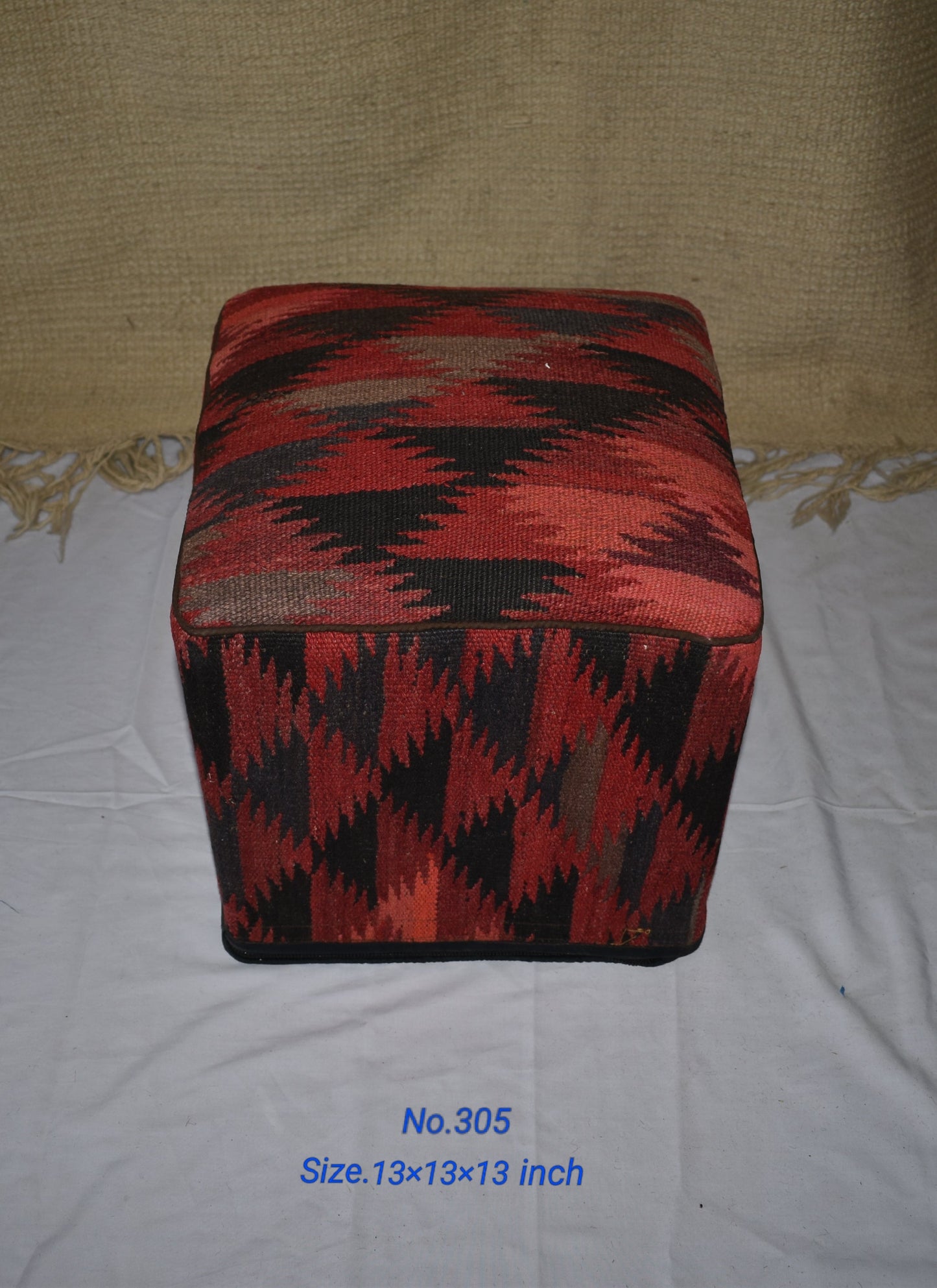 One of a Kind Kilim Rug Pouf Ottoman foot stool - #305