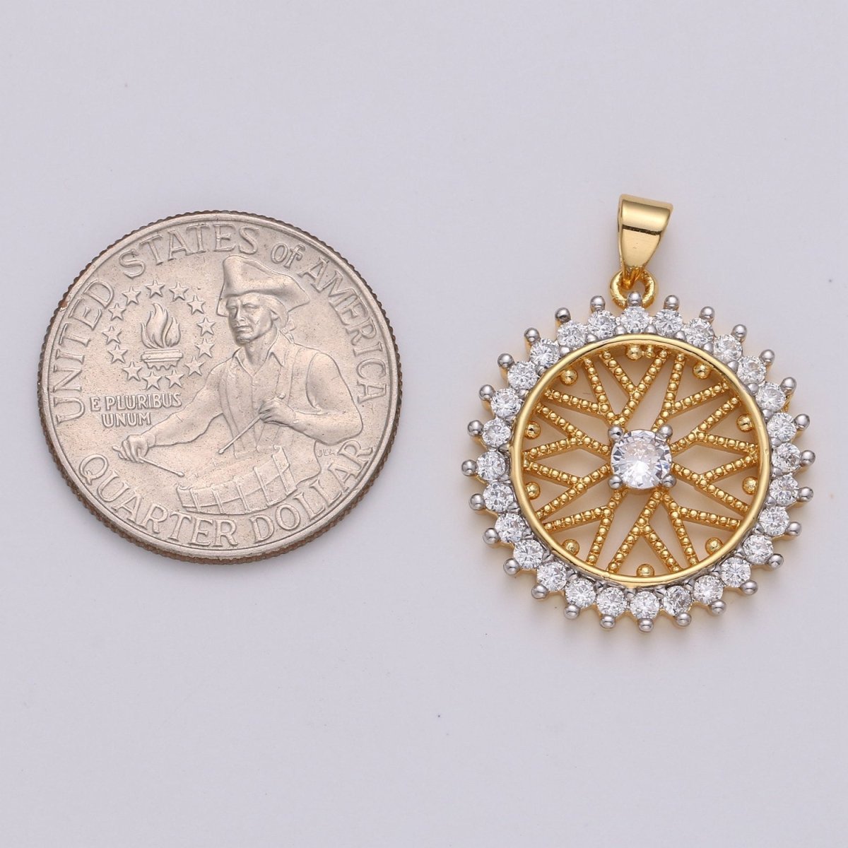 30x24mm 24k Shiny Gold Sun Charms, Micro Pave Sun Charms, Gold Sun Charm, Cubic Zirconia Charms, Celestial Jewelry Charm I-813